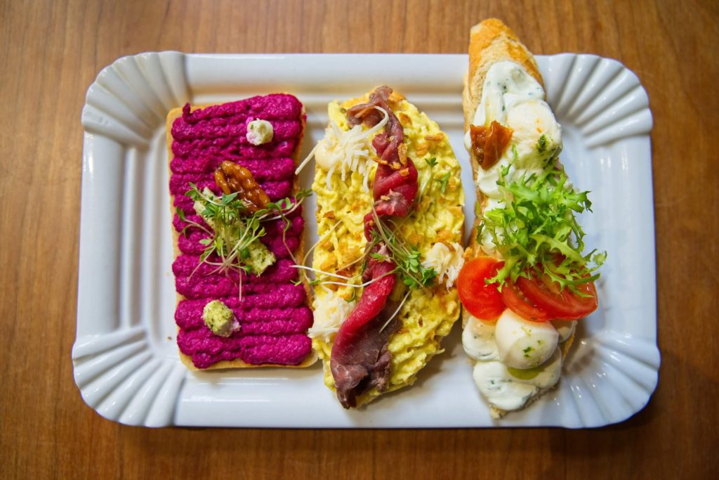 Open faced sandwiches at Bistro Sister in Prague