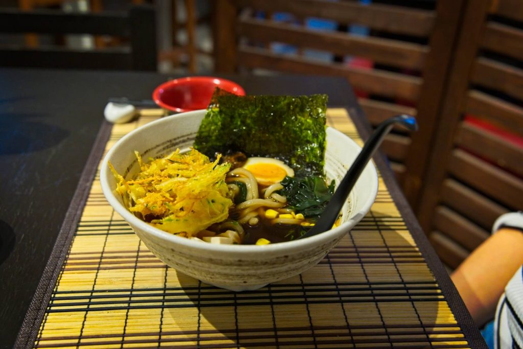bowl of udon At Natsukashii Sushi And Ramen