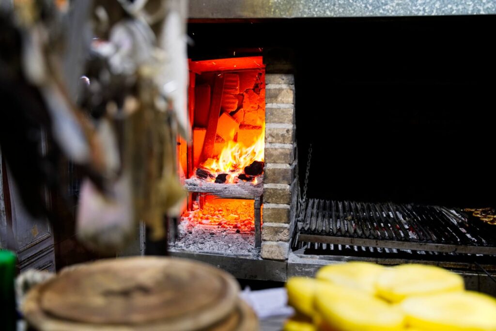 fire for a grill at Don Niceto in Buenos Aires
