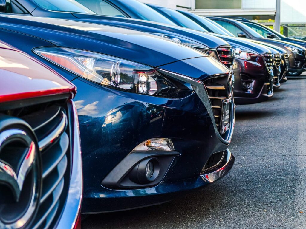 row of rental cars