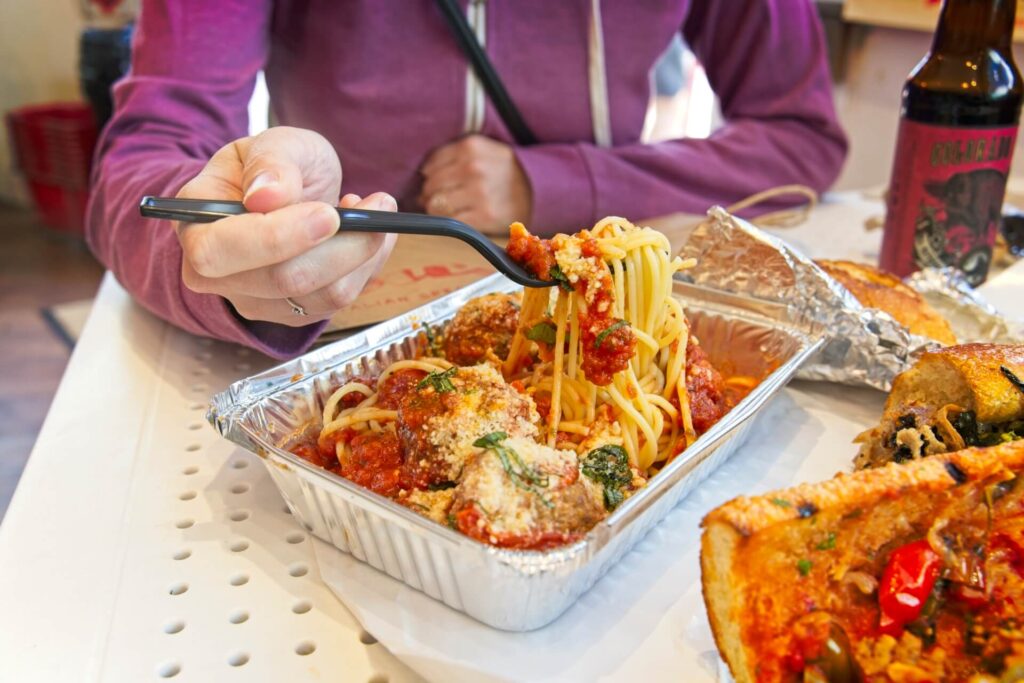 Spaghetti and Meatballs At Lou's Italian Specialties